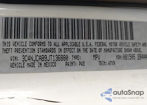 2018 Jeep Compass Sport Fwd z USA, uszkodzony, nr VIN 3C4NJCAB9JT136880